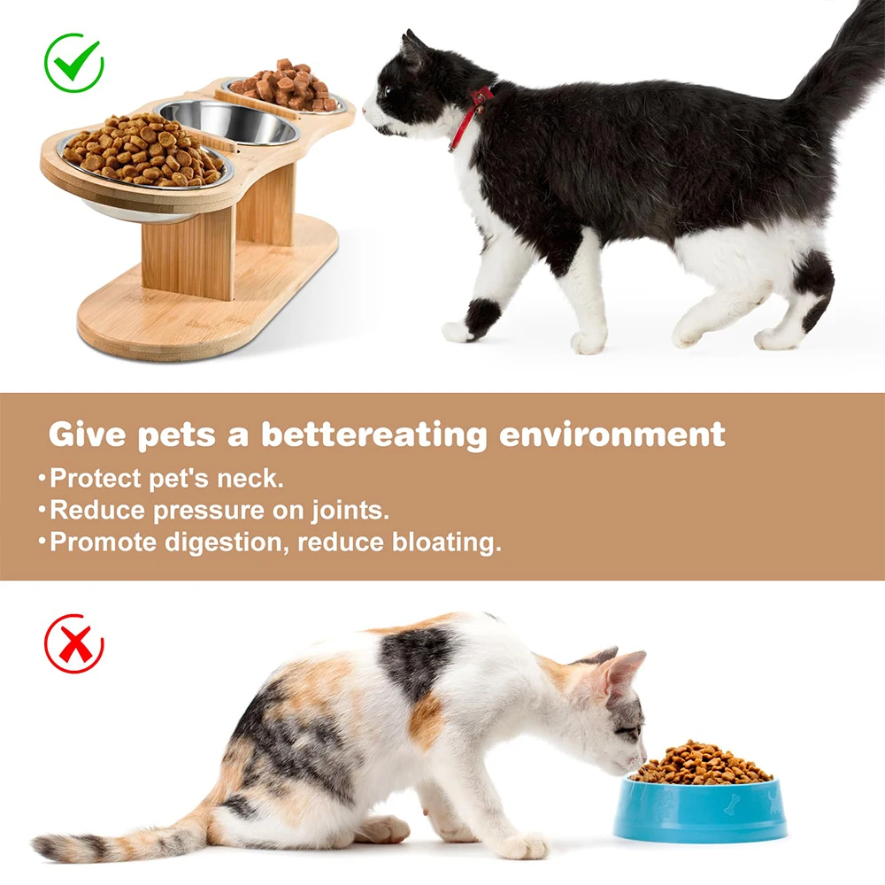 Comedouro Elevado para Gatos com 3 Tigelas Inclinadas 15° - Imagem 4