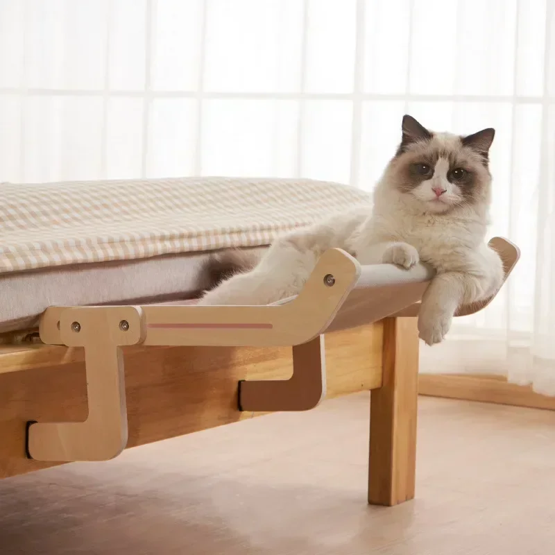 Rede para Gatos de Lona de Algodão com Montagem de Madeira Lavável - Imagem 6