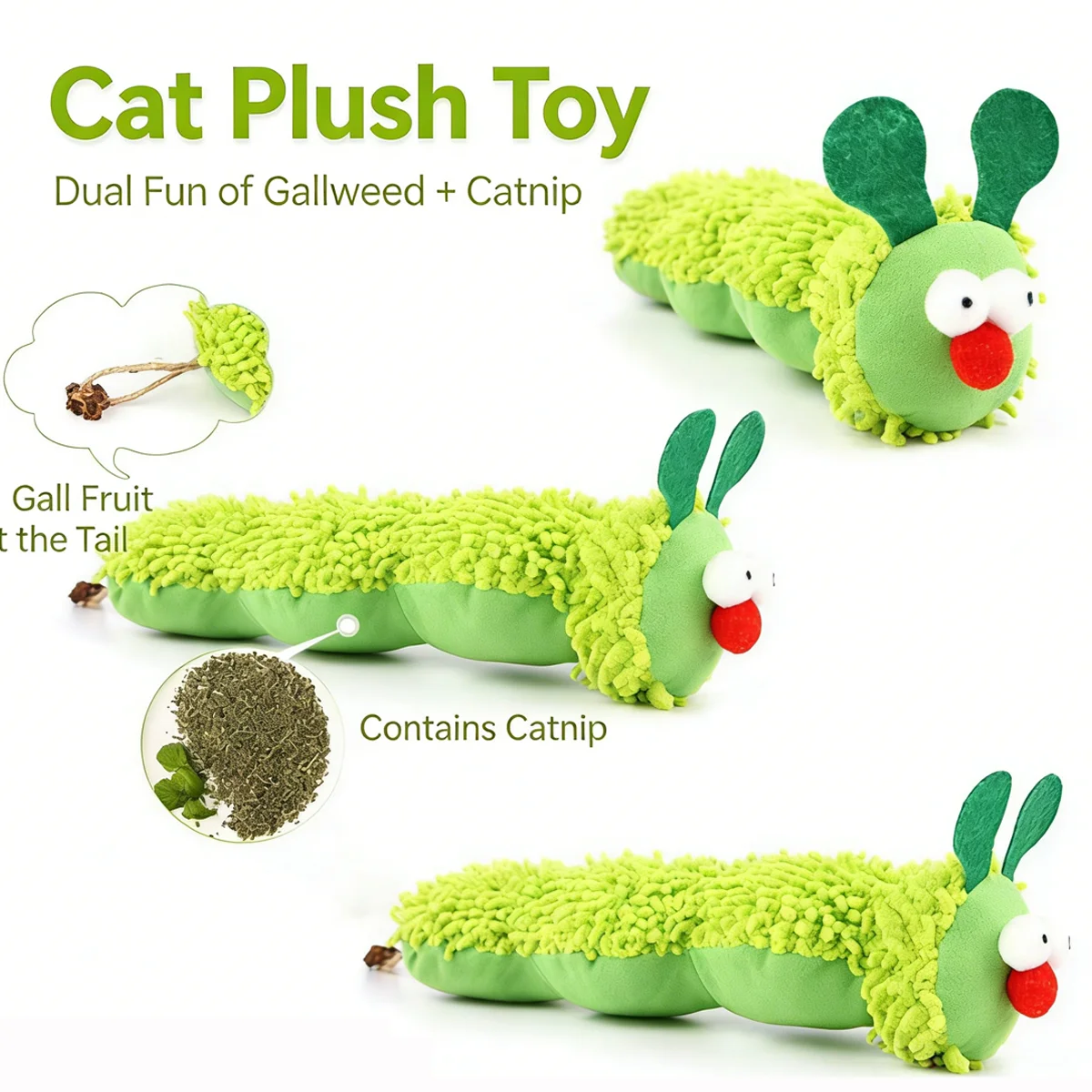 Brinquedo de Gato Lagarta com Menta, Almofada Macia e Durável - Imagem 5