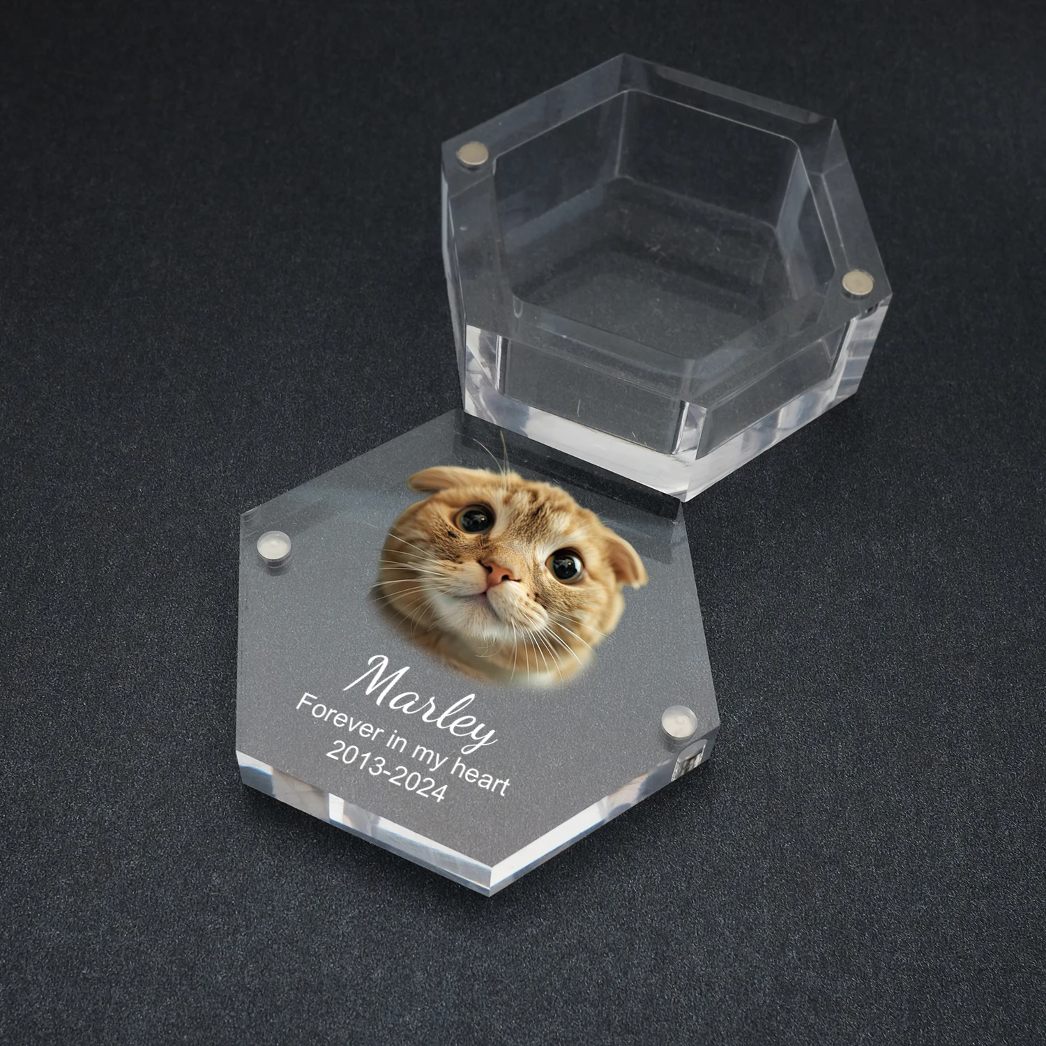Caixa de Lembrança Hexagonal para Pets com Foto Personalizada 74mm - Image 3