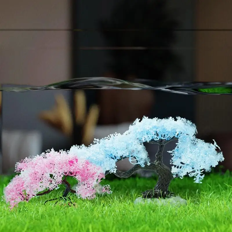 Planta Artificial para Aquário Árvore Cerejeira de Plástico Verde - Imagem 2