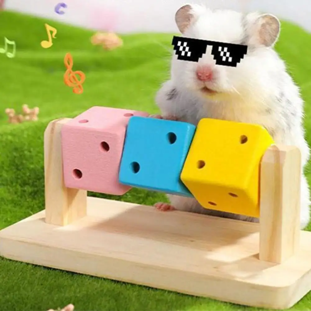 Brinquedo Interativo de Madeira para Hamsters e Pássaros 14 cm Colorido - Imagem 2