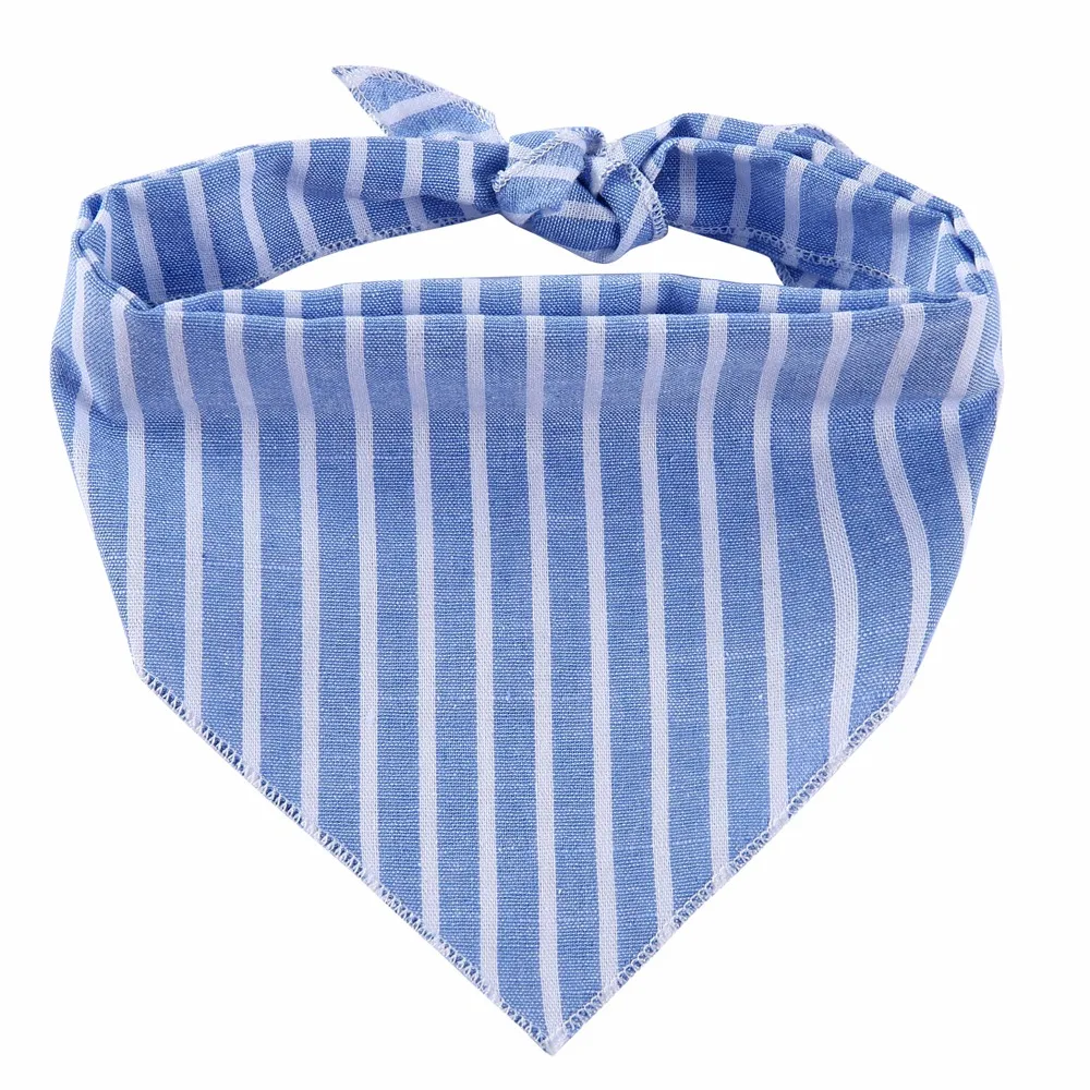 Bandana para Cães e Gatos Listrada Azul e Branca Ajustável - Imagem 2