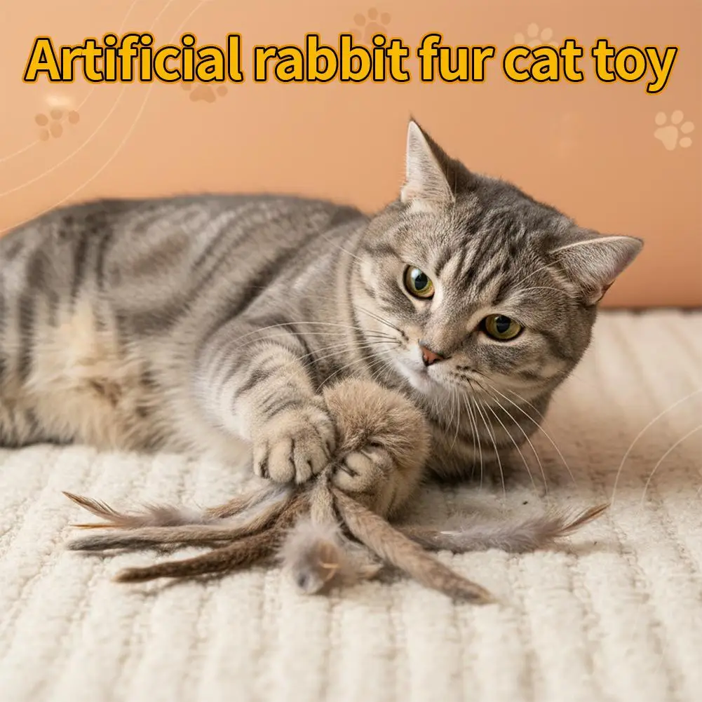 Brinquedo de Pelúcia Coelho para Gatos 10 cm Macio para Caçar - Imagem 2