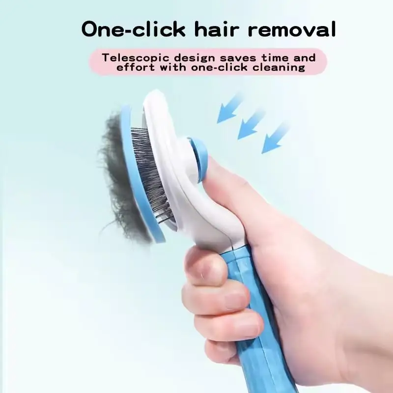 Escova Autolimpante para Cães e Gatos de Aço com Botão Ejetor de Pelos - Imagem 5
