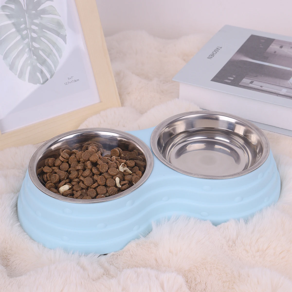Comedouro Duplo para Cães e Gatos de Aço Inoxidável com Base Antiderrapante - Imagem 2