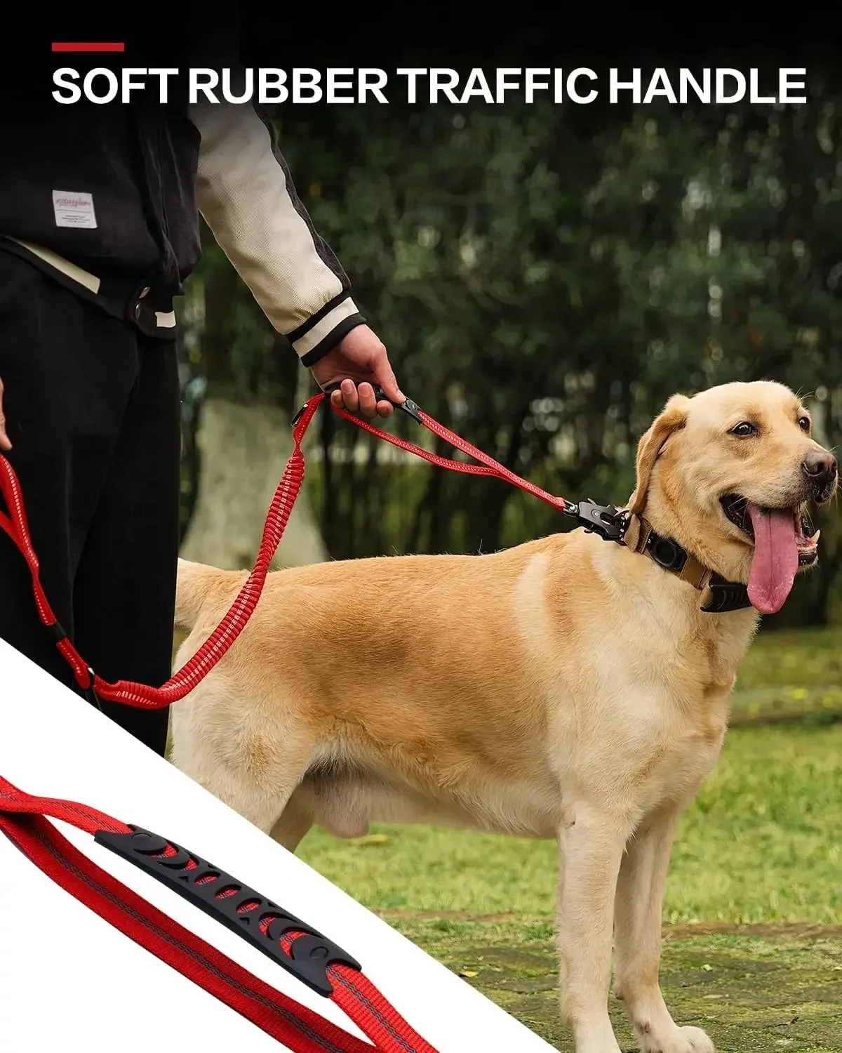 Coleira Tática para Cães com Guia Elástica de 1,2-1,8m e 2 Alças - Imagem 3