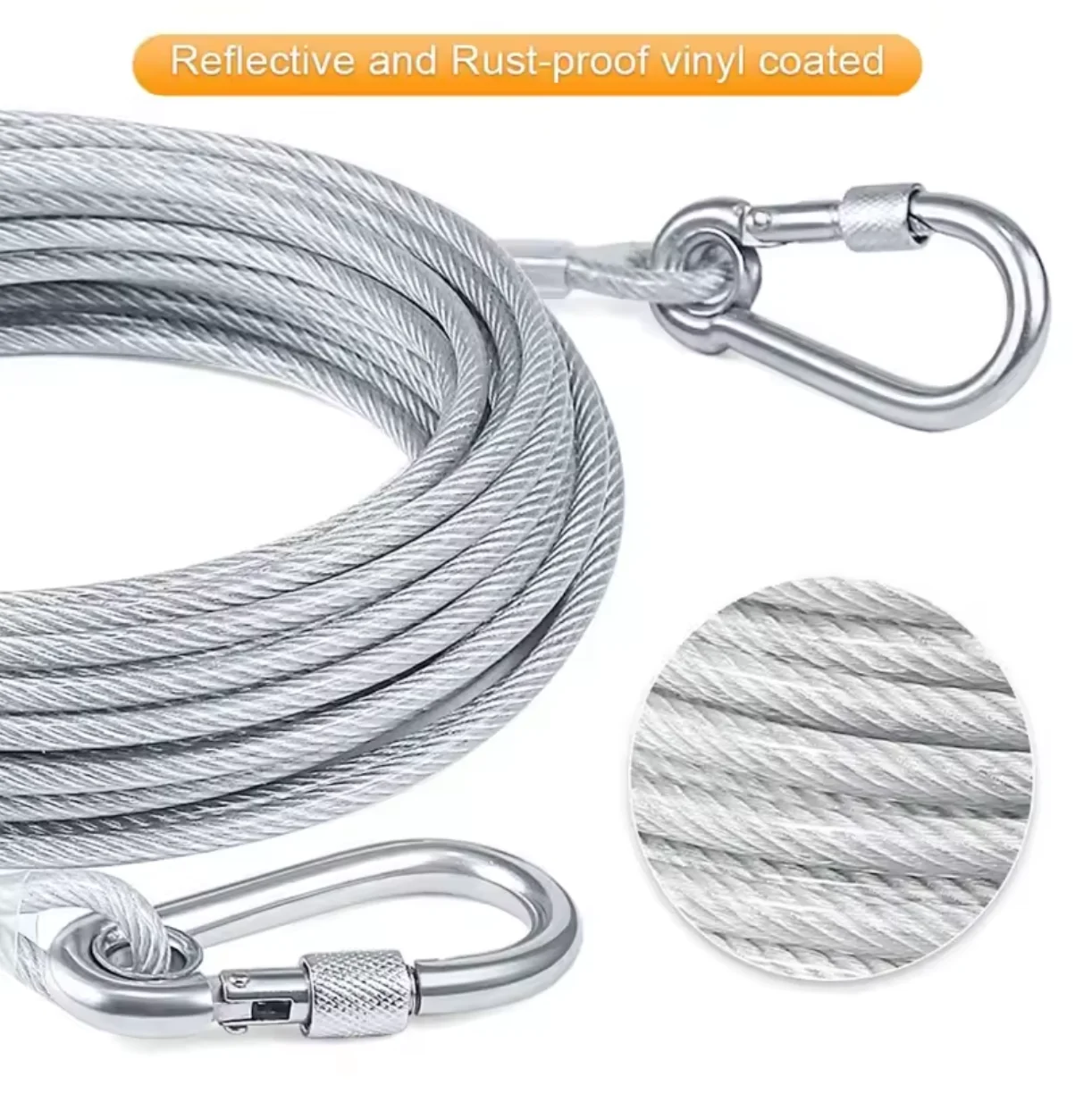 Trelas Duplas de Aço para Cães 4.6m com Fivela de Metal - Imagem 2