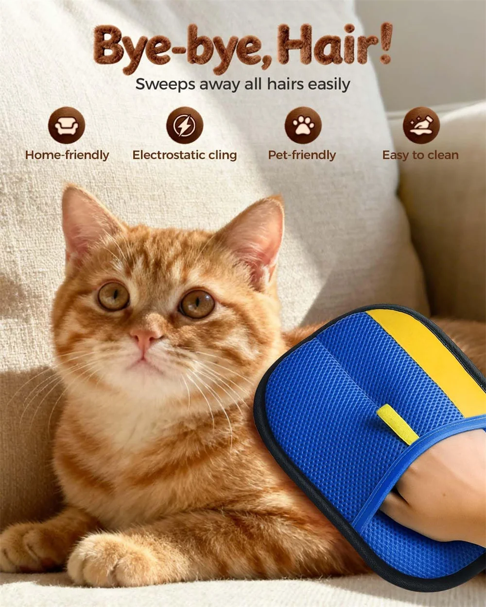 Luva Removedora de Pelos para Cães e Gatos com Sucção Estática - Imagem 4