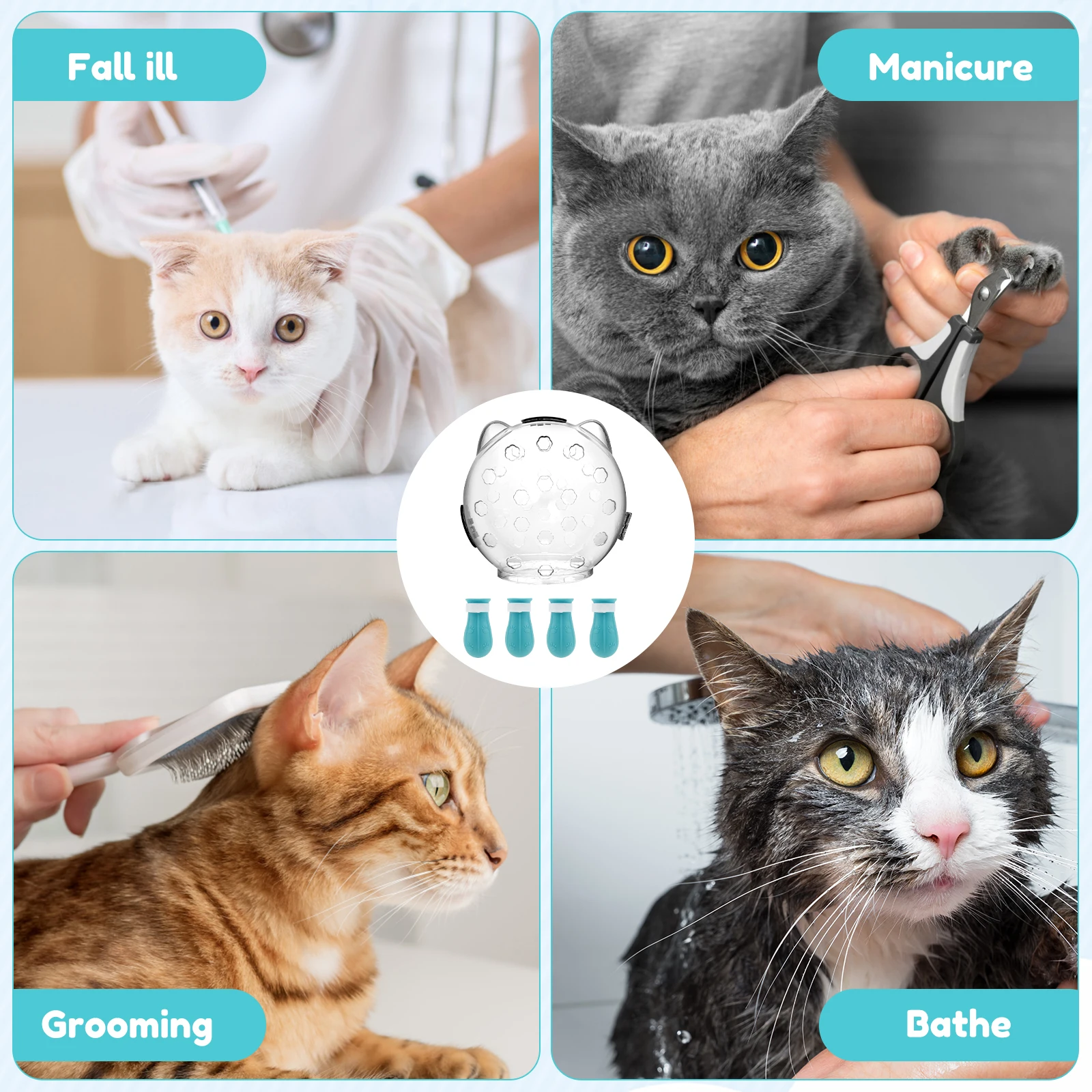 Focinheira para Gatos de PET Transparente com 36 Furos Respiráveis - Image 6