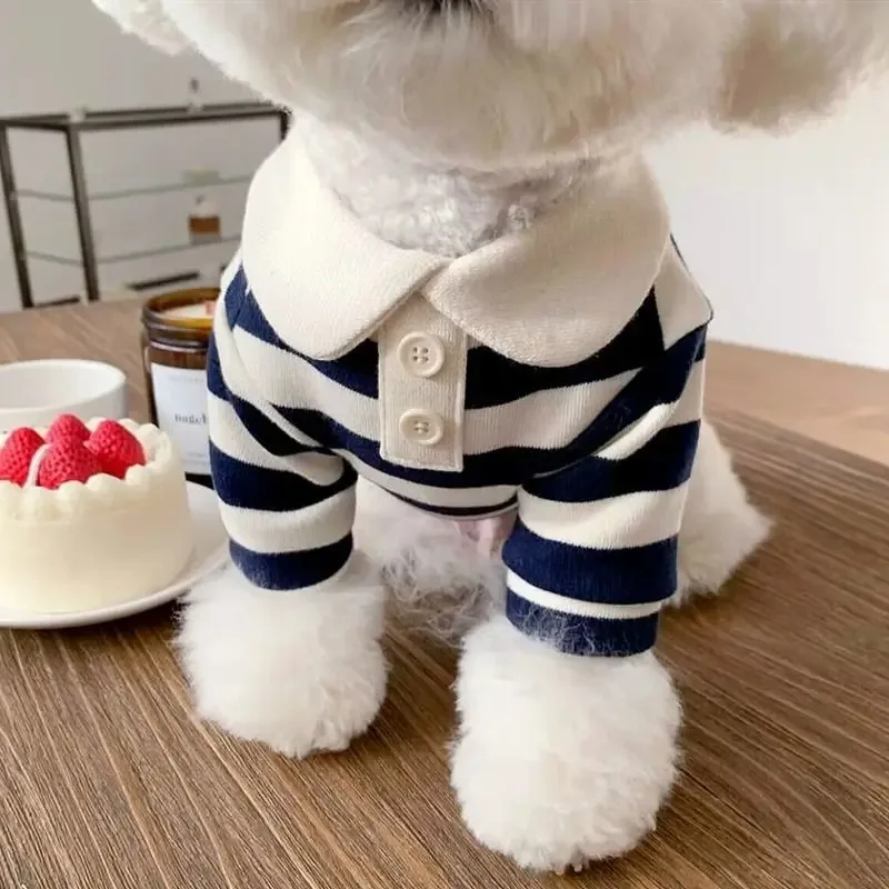 camisa polo listrada para cães