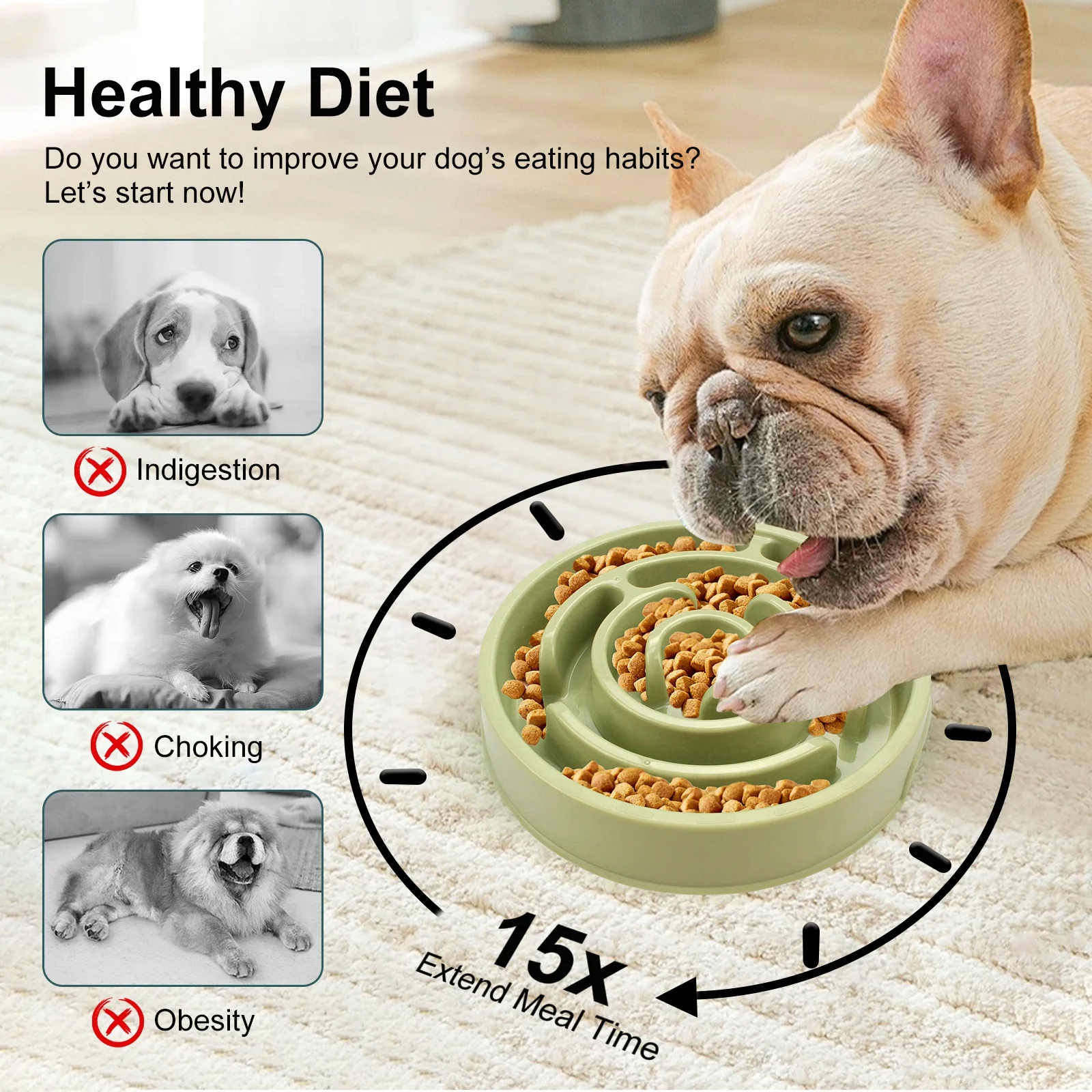 Comedouro Lento para Cães Antiderrapante Anti-Gulpe para Cães de Porte Grande - Image 6
