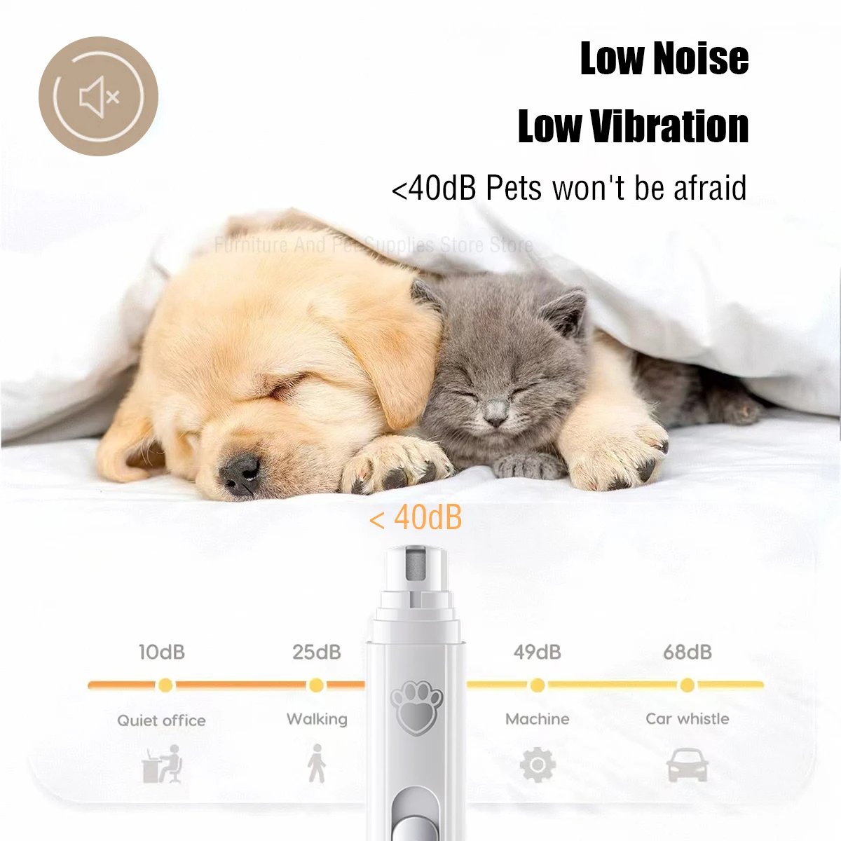 Moedor de Unhas Elétrico para Cães Recarregável USB com Luz LED - Imagem 3