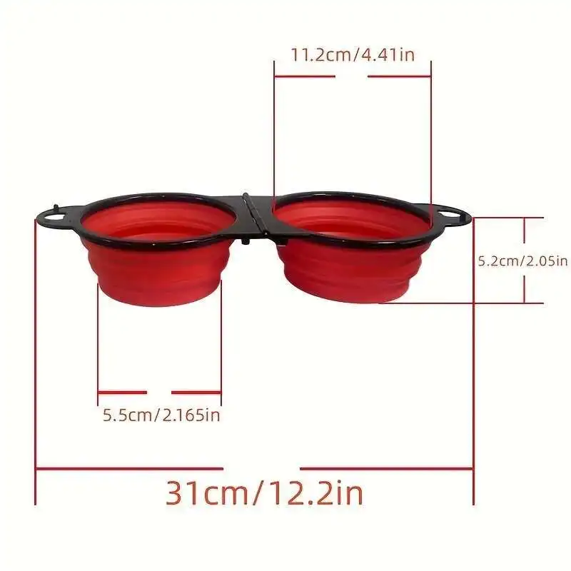Tigela Dupla Dobrável para Cães de Silicone para Viagem - Imagem 6
