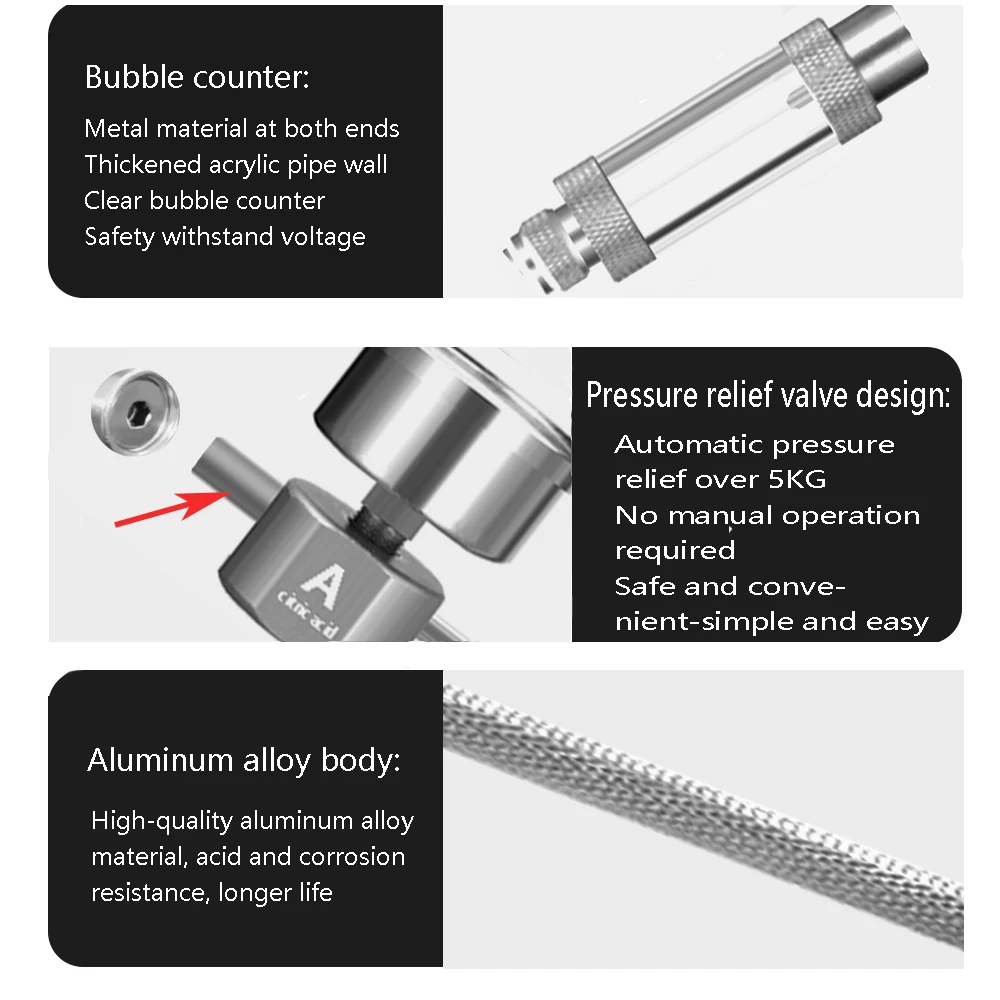 Gerador de CO2 para Aquário DIY com Válvula Solenoide e Contador de Bolhas - Imagem 3