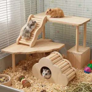 plataforma escada esconderijo madeira hamster