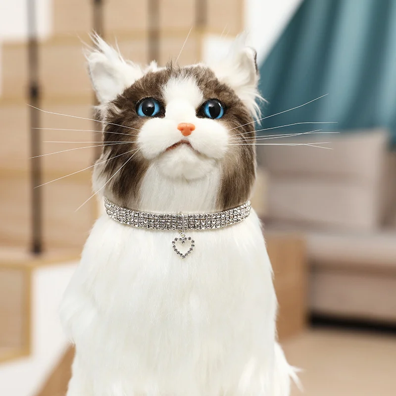 Coleira Elástica para Gatos e Cães com Strass e Corrente Ajustável - Imagem 5