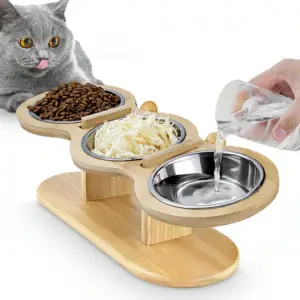 comedouro triplo para gatos