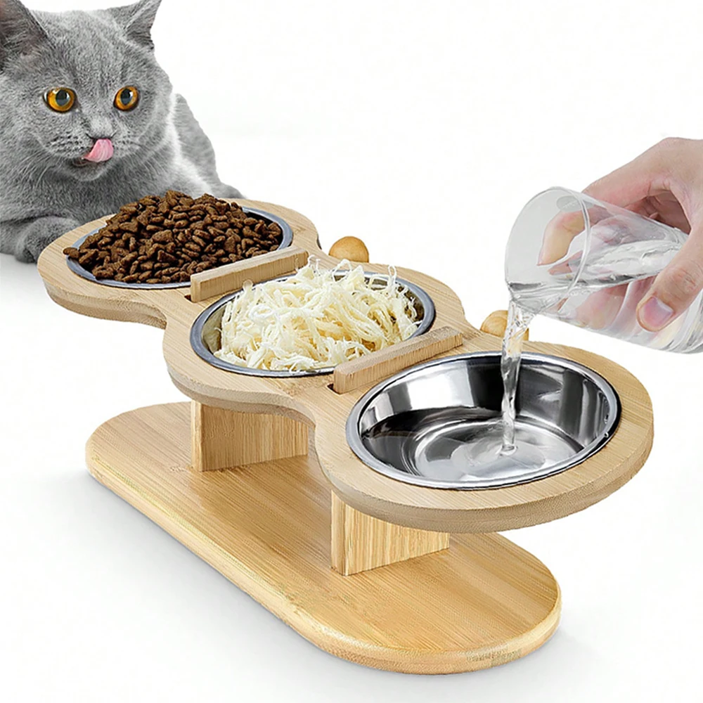 comedouro triplo para gatos
