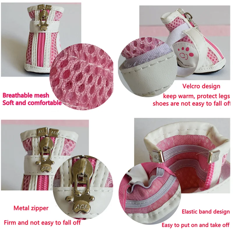 Sapatos para Cães e Gatos de Malha Respirável 4 Peças Antiderrapantes - Image 4