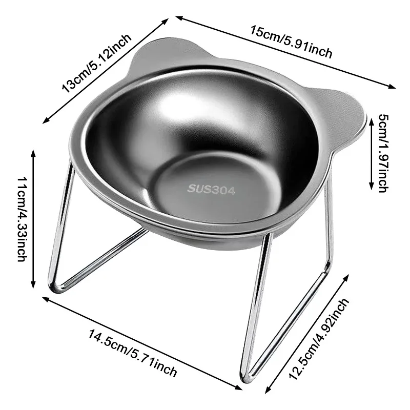 Tigela Inox para Cães e Gatos com Suporte Elevado Inclinado Antiderrapante - Imagem 5