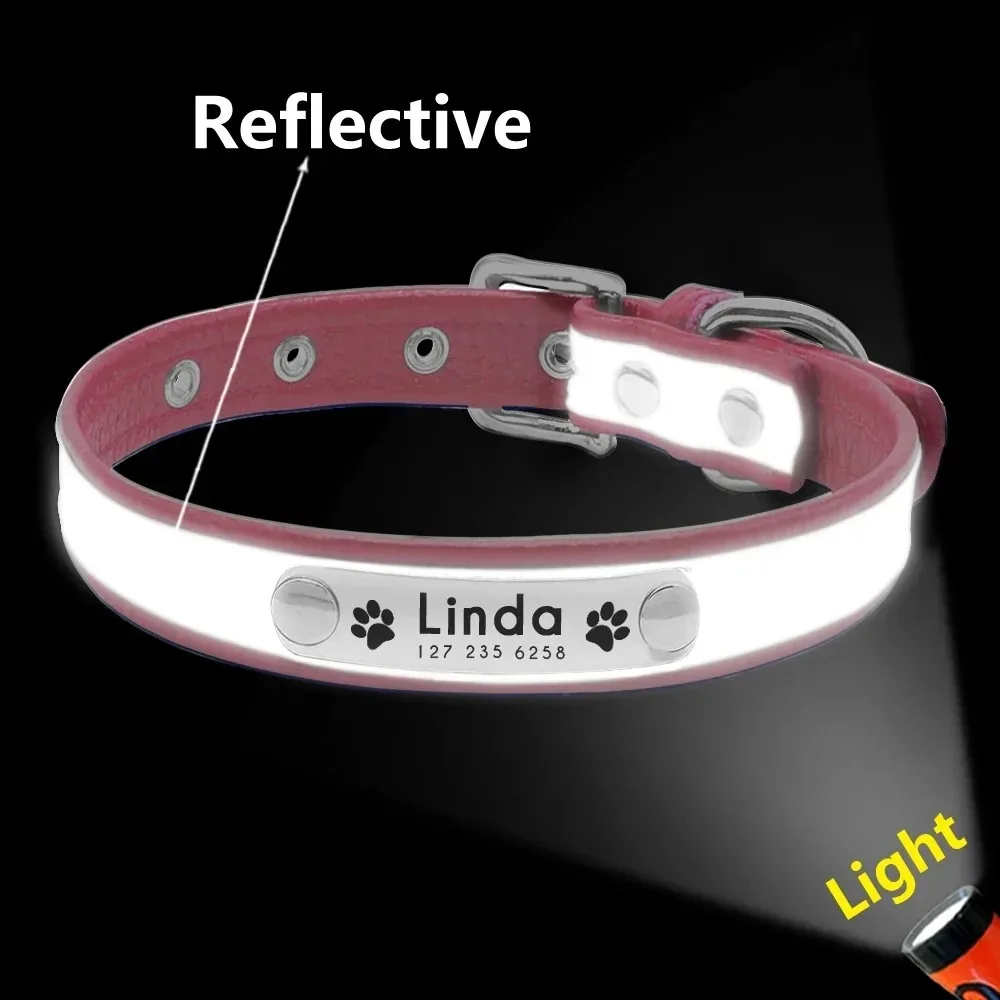 Coleira Reflexiva para Cães e Gatos Ajustável com Placa de Identificação - Imagem 4