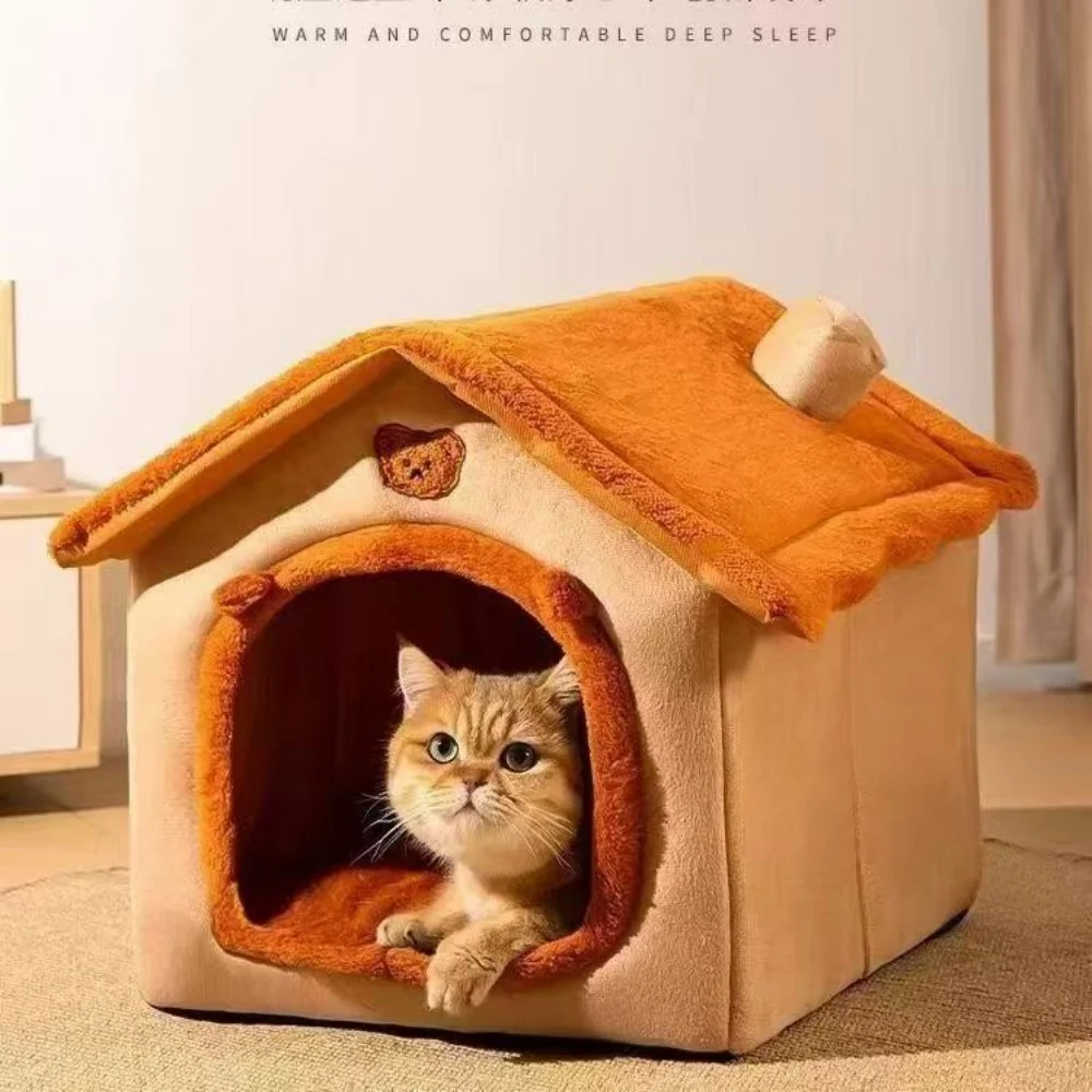 Cama Estilo Casa para Cães e Gatos Pequenos com Capa Removível e Lavável - Imagem 5