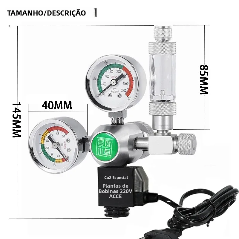 Regulador de CO2 ZRDR para Aquário com Solenoide e Duplo Relógio - Imagem 5