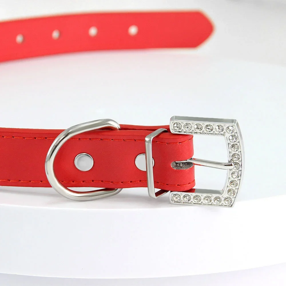 Coleira para Cães e Gatos de Couro PU com Strass Brilhante - Image 4