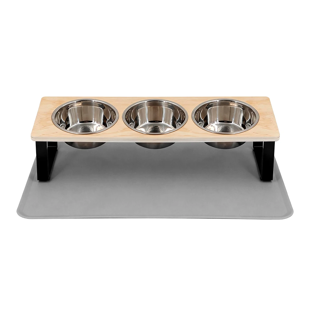 Suporte para 3 Tigelas de Gato com Estrutura de Ferro e Tapete Antiderrapante - Imagem 4