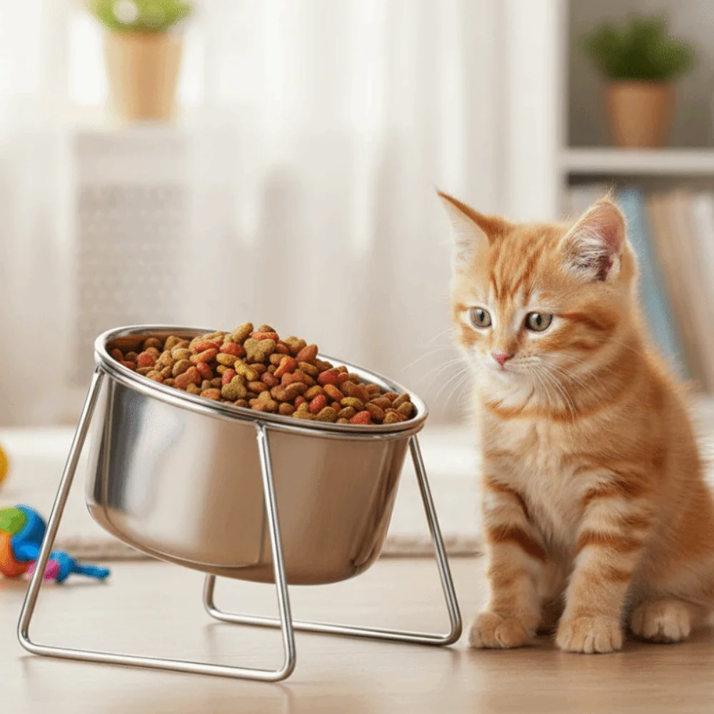tigela de aço inoxidável para gatos