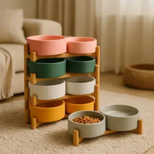 tigelas duplas de cerâmica para cães e gatos