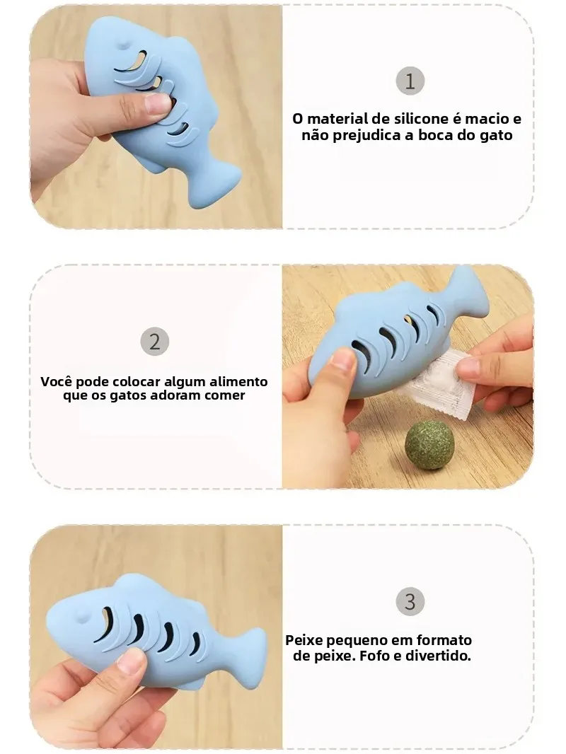 Brinquedo para Gatos Peixe Silicone com Dispensador de Petiscos - Imagem 4