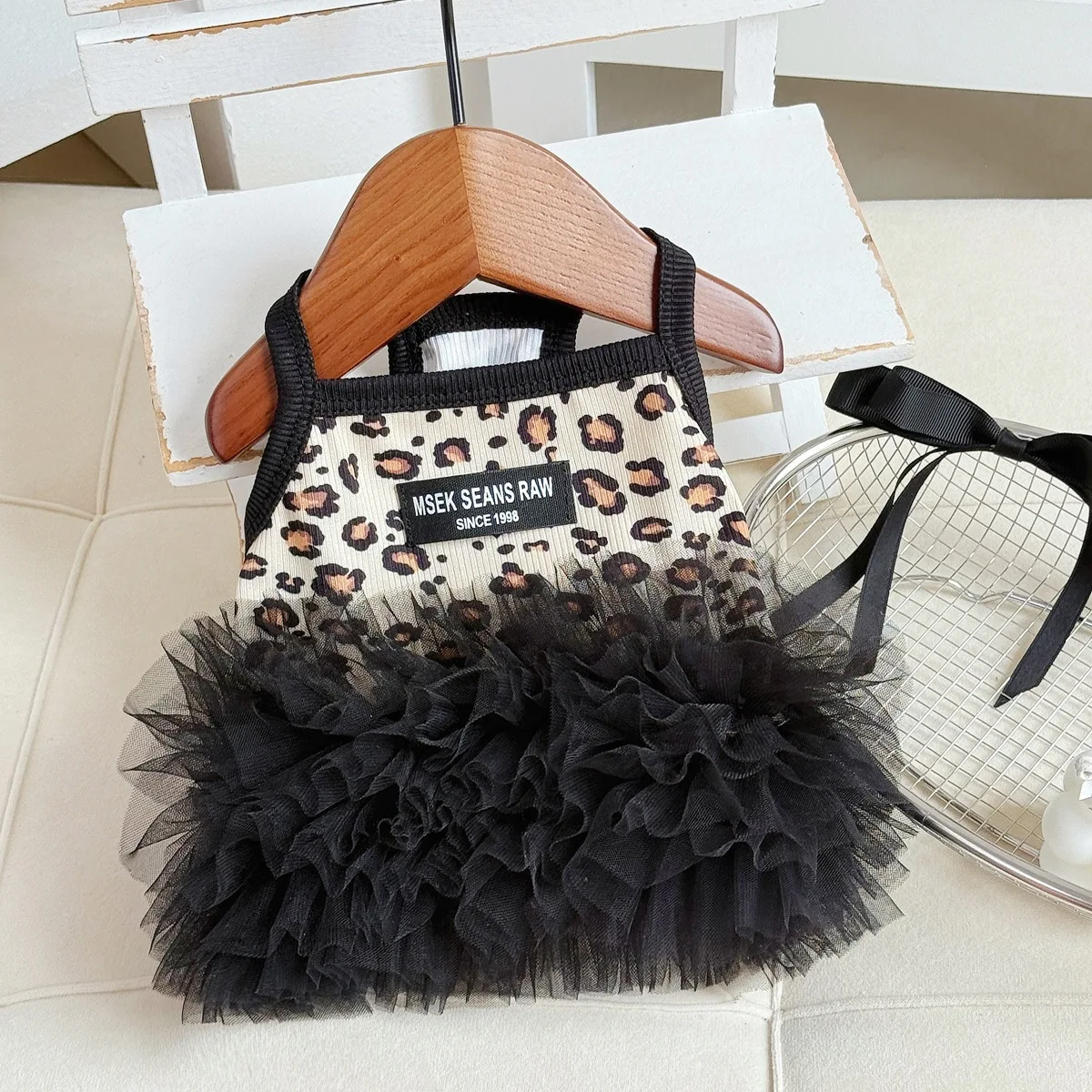 Vestido para Cães Estilo Princesa com Saia de Renda e Estampa de Leopardo - Imagem 2