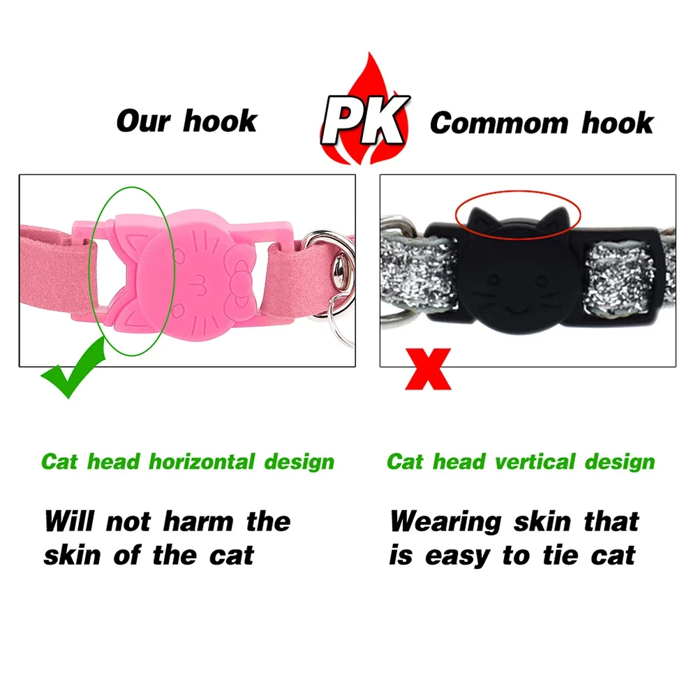 Coleira para Gato e Filhote de Camurça Rosa com Sino - Imagem 3