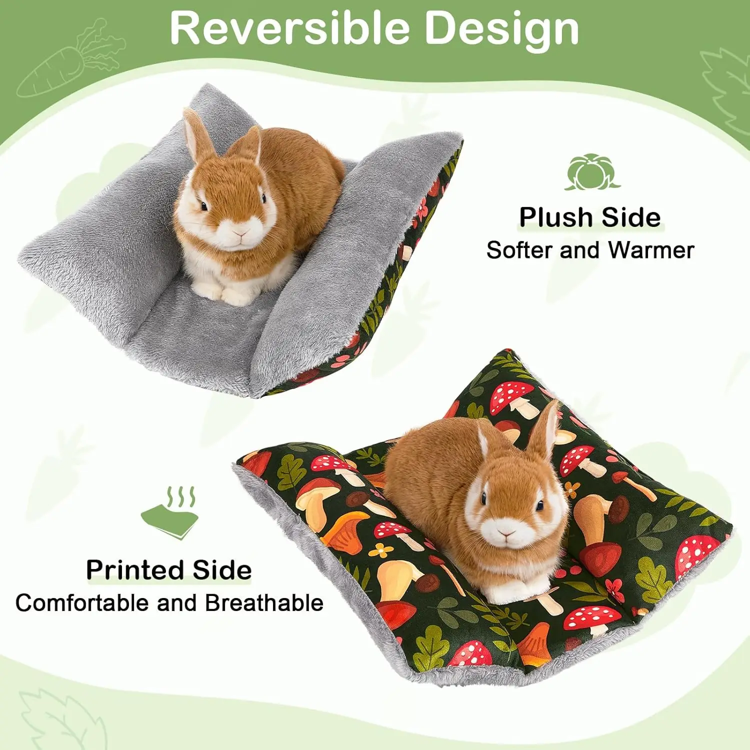 Tapete de Cama para Coelhos Pelúcia Dupla Face Lavável - Imagem 4