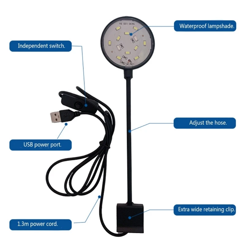 Luminária Clip-On para Aquário USB LED 360° Ajustável Anti-Reflexo - Imagem 4