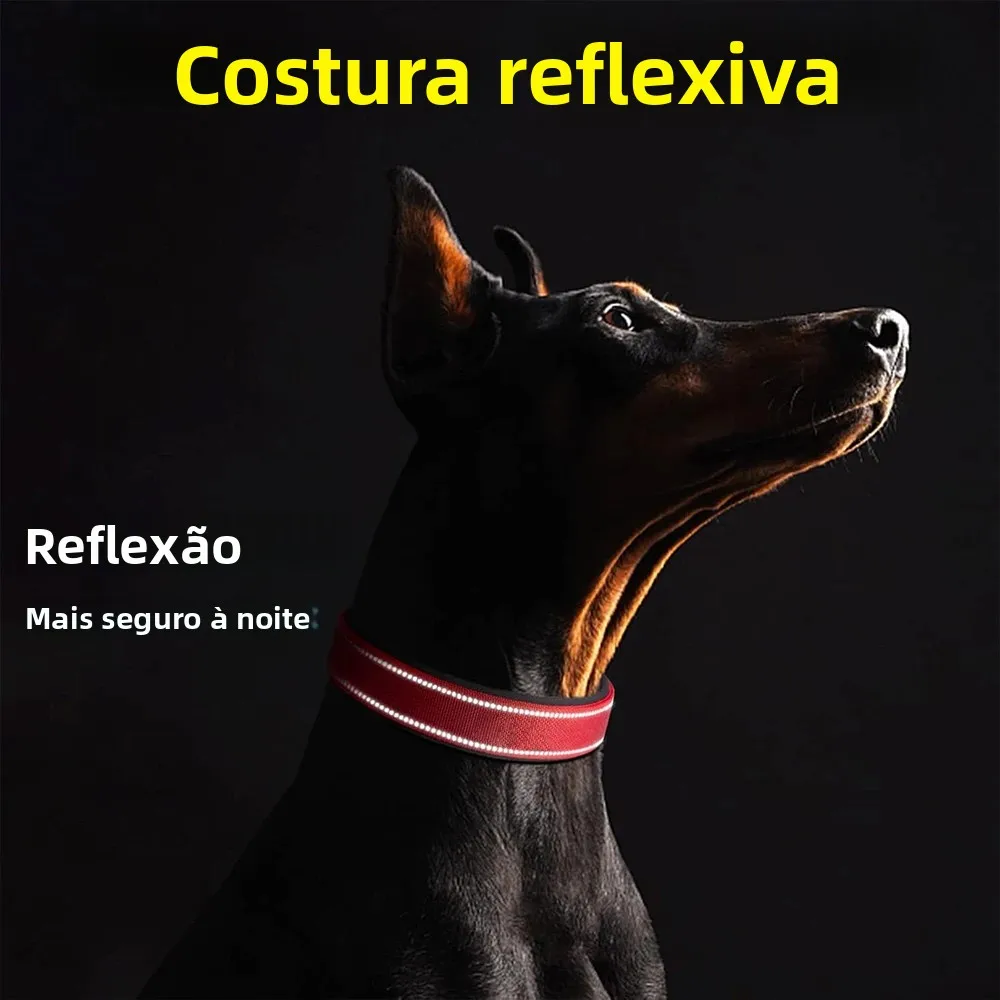 Coleira Listrada Refletiva para Cães Médios e Grandes de Nylon - Imagem 4