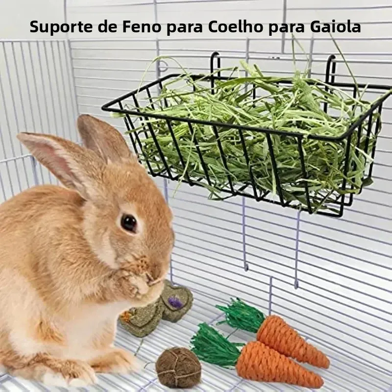 Comedouro de Feno para Coelhos de Metal 23x10x7,5cm Fácil de Limpar - Imagem 2