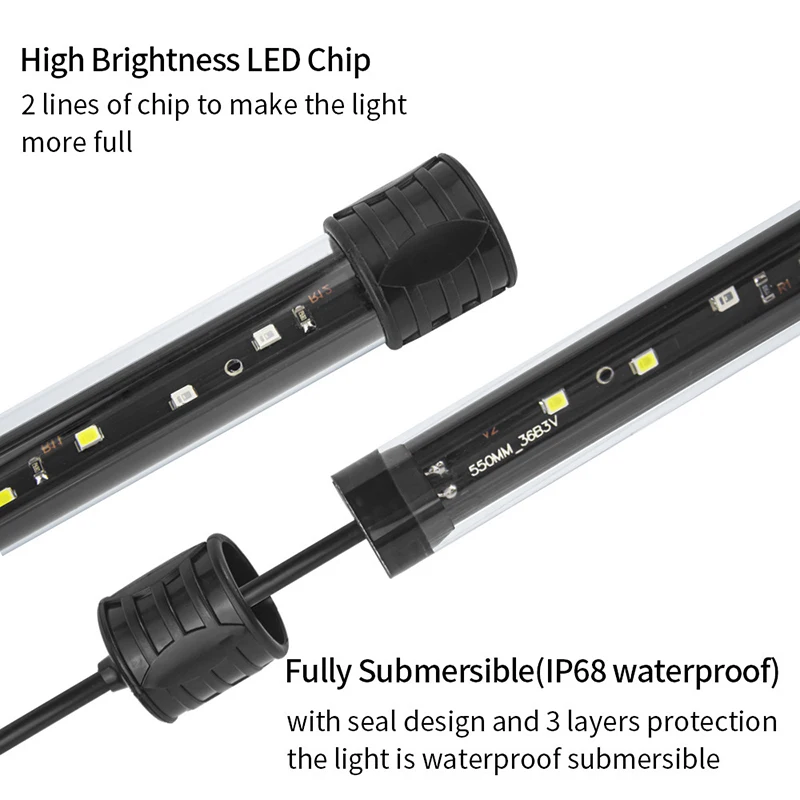 Luminária Submersível para Aquário LED 110-240V USB 17-47cm Uso em Terra ou Água - Imagem 6