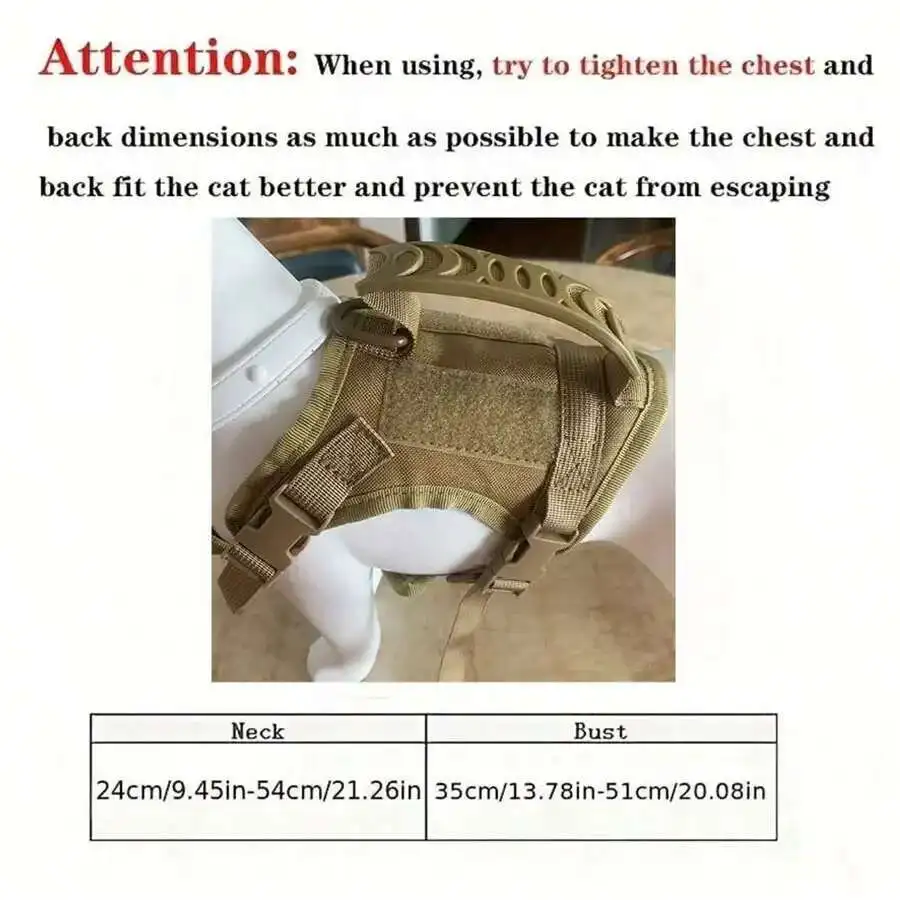 Arnês Tático para Gatos Grandes e Cães Pequenos Ajustável - Imagem 6