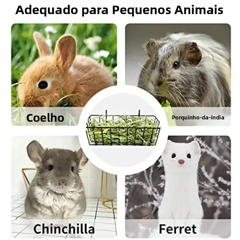 Comedouro de Feno para Coelhos de Metal 23x10x7,5cm Fácil de Limpar - Imagem 4