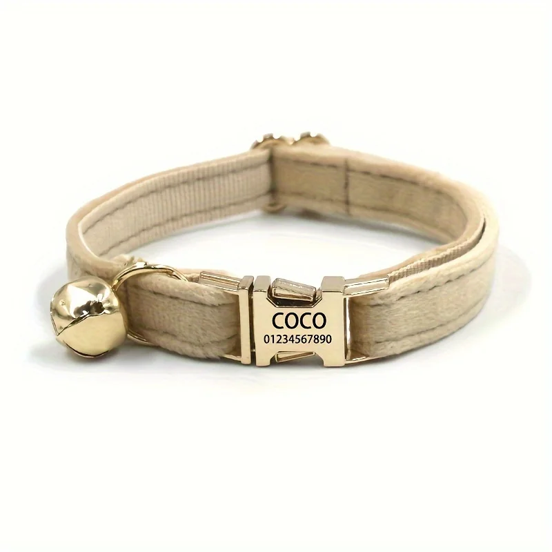 Coleira de Veludo para Cães e Gatos Pequenos e Médios Personalizável - Imagem 4