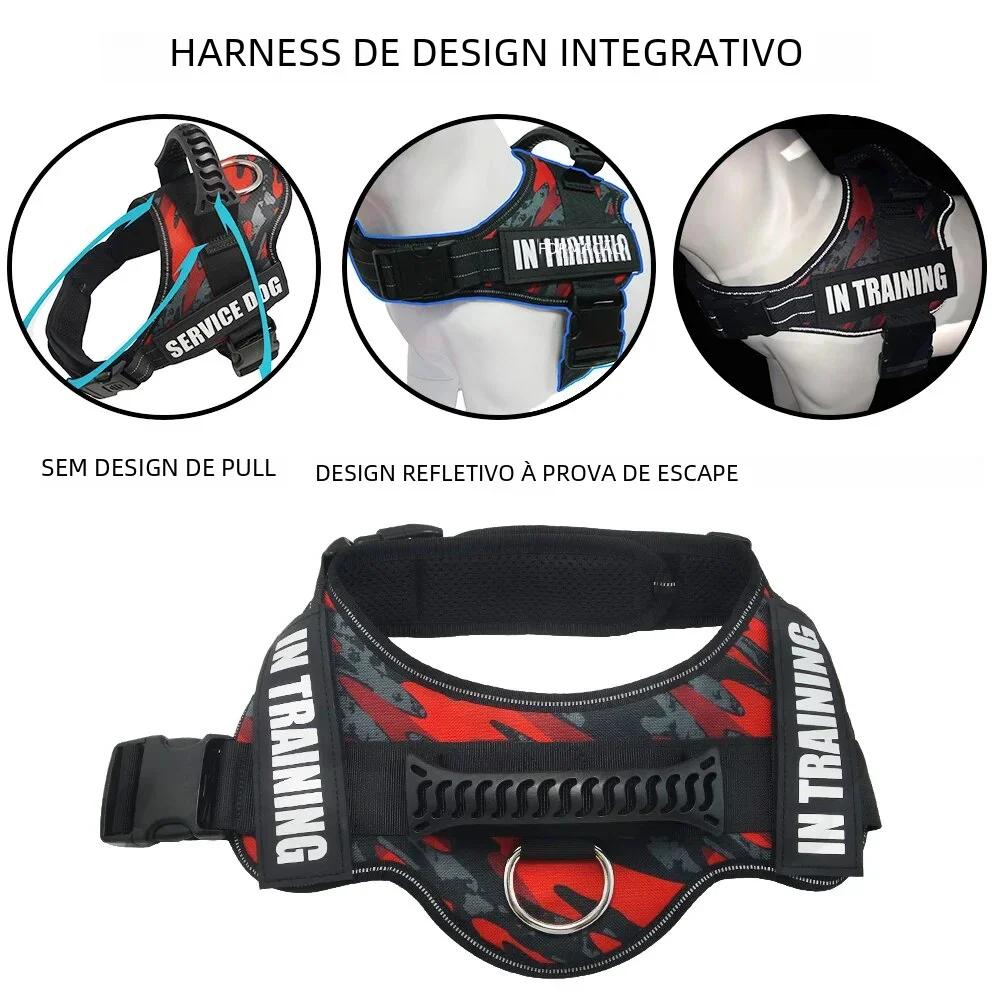 Coleira Peitoral para Cães de Serviço com Patches Personalizados - Imagem 3