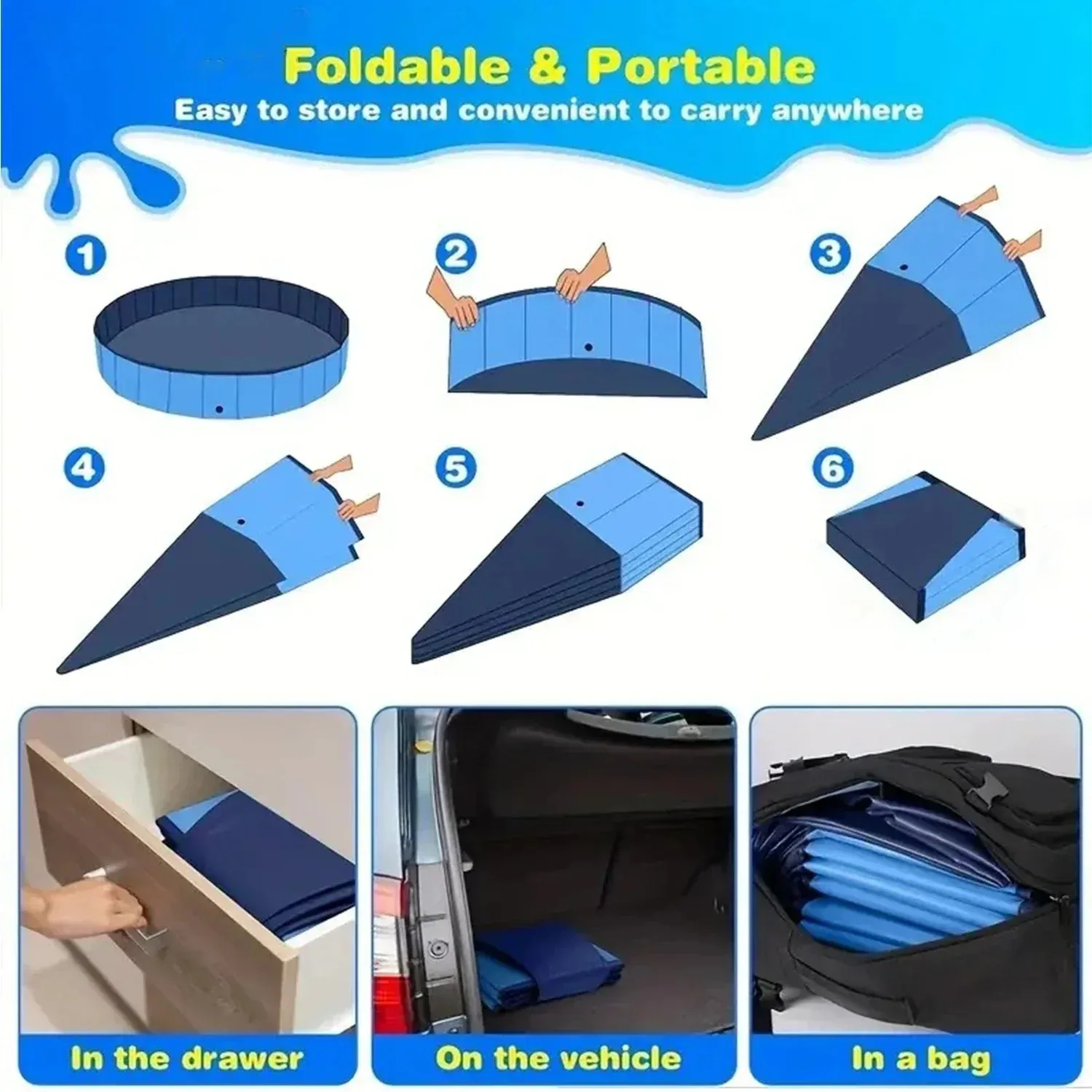Piscina Dobrável para Cães e Gatos Grande para Uso Externo - Image 5