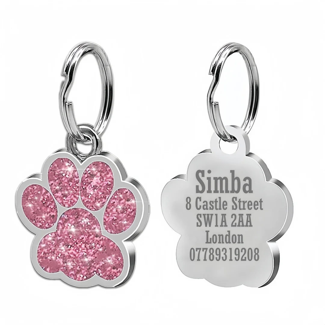 Etiqueta de Identificação para Cães e Gatos Personalizável com Glitter - Imagem 3