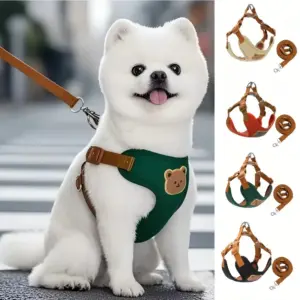 conjunto peitoral e guia para cães e gatos