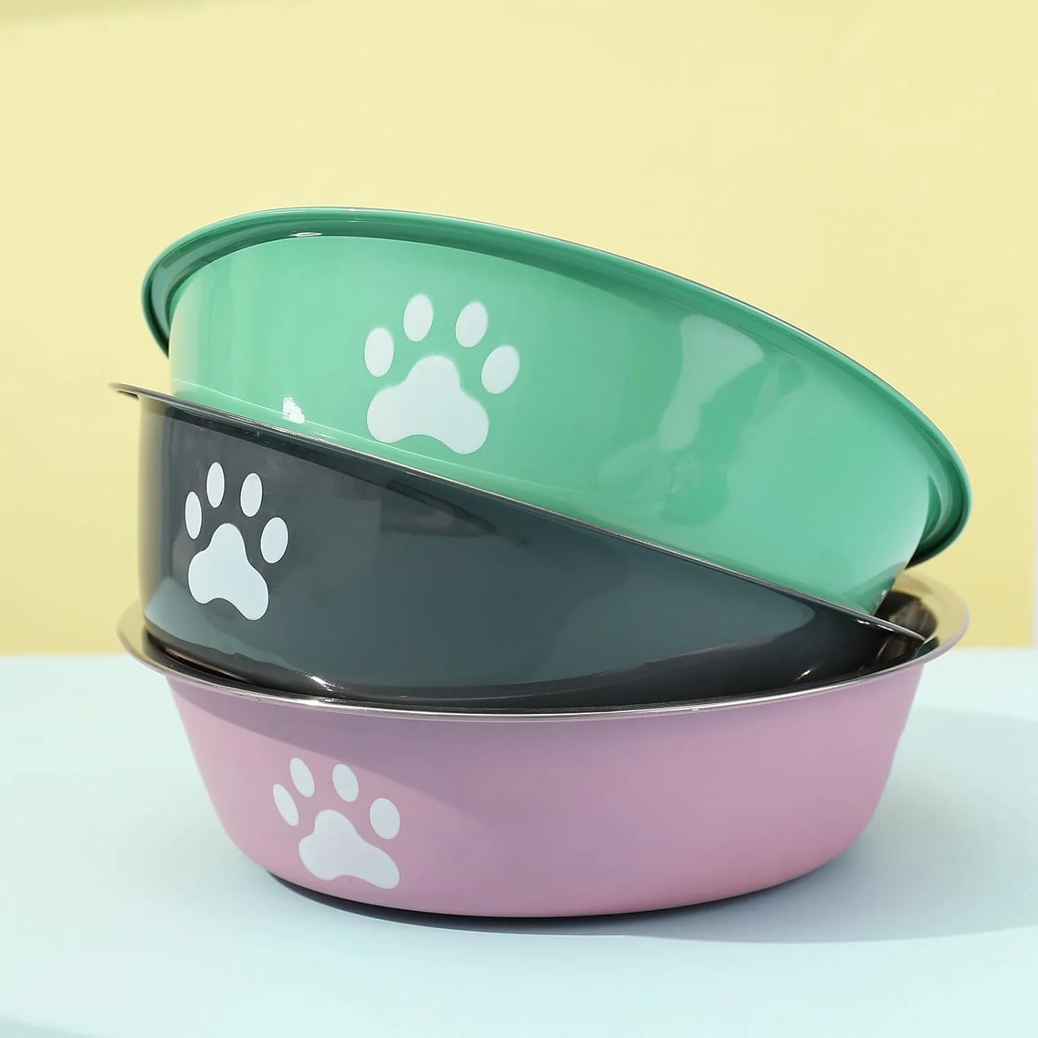 Tigela para Cães e Gatos de Aço Inoxidável com Base Antiderrapante - Imagem 6