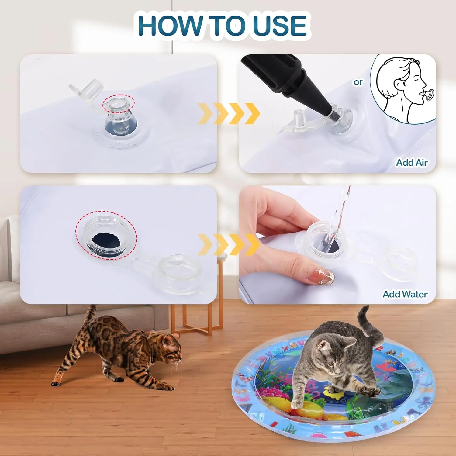 Tapete de Água para Cães e Gatos de PVC Espessado Resistente a Arranhões - Imagem 5