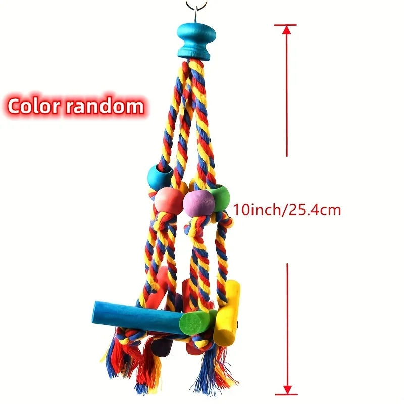 Brinquedo de Madeira para Pássaros, Corda de Algodão para Gaiola - Imagem 2